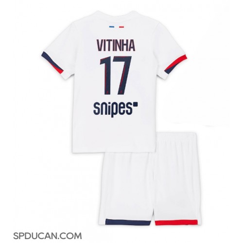 Dječji Nogometni Dres Paris Saint-Germain Vitinha #17 Gostujuci 2025-26 Kratak Rukav (+ Kratke hlače)